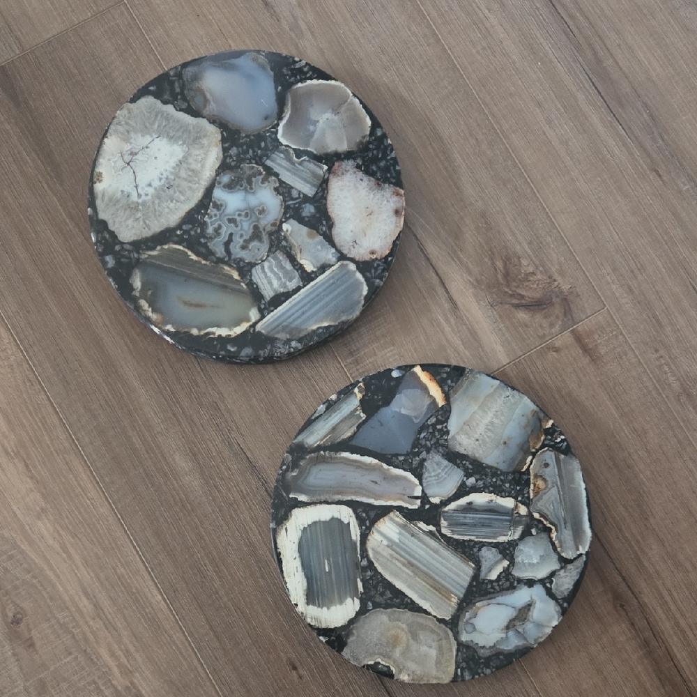 Agate Stone Trivet Hot Plate Set (2 Piece)